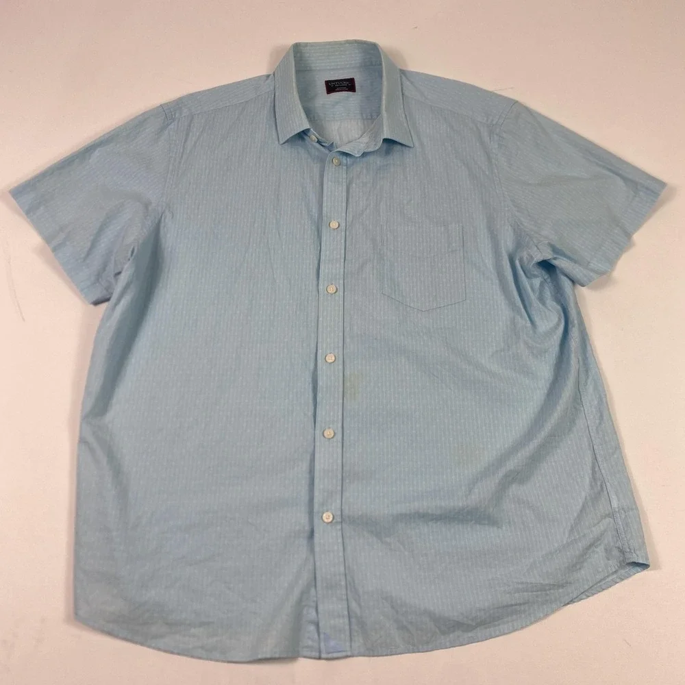 UNTUCKit Shirt Mens 2XL Light Blue Pierce Short Sleeve Button Front Pocket Dobby